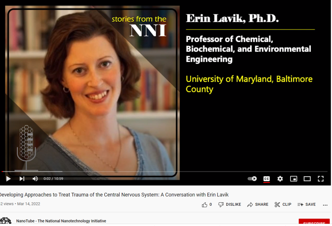 Dr. Erin Lavik spotlighted by the National Nanotechnology Institute
